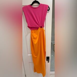 Pink and Orange Sleeveless Dress
